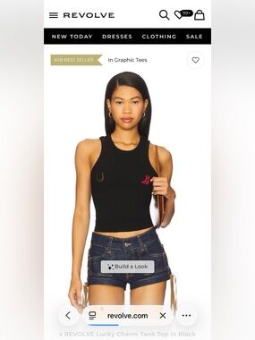 Understated Leather Lucky Charm Ribbed Tank Top in Black